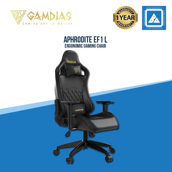 GAMDIAS Aphrodite EF1 L GAMING CHARI, HIGH BACK HEADREST AND LUMBAR W/ ERGONOMIC RACING SEAT (BLACK) GAMDIAS Aphrodite EF1 L GAMING CHARI, HIGH BACK HEADREST AND LUMBAR W/ ERGONOMIC RACING SEAT (BLACK)